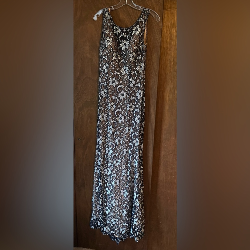 Jovani Navy Beaded Lace Dress Sz 10